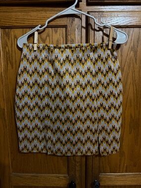 Belle Du Jour Geometric Knit Mini Skirt - Yellow, Brown, White